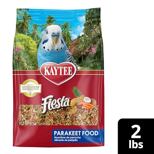 Kaytee Fiesta Parakeet Bird Food, Nutritious and Fun Blend, Supports Skin, Feather, Digestion, Brain and Heart Health, Bird Seed Mix, 2 Pounds - size: 2 Pound (Pack of 1)