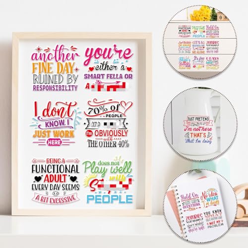 Rngmsi 20 Sheets Funny Sarcastic UV DTF Cup Wrap, Cold UV DTF Stickers | Humorous UVDTF Decals, for 16 oz Glass Cups Tumblers Mugs, Waterproof Rub on Cup Wraps, DIY Crafts, 3.1x3.1 in - style: Sarcastic
