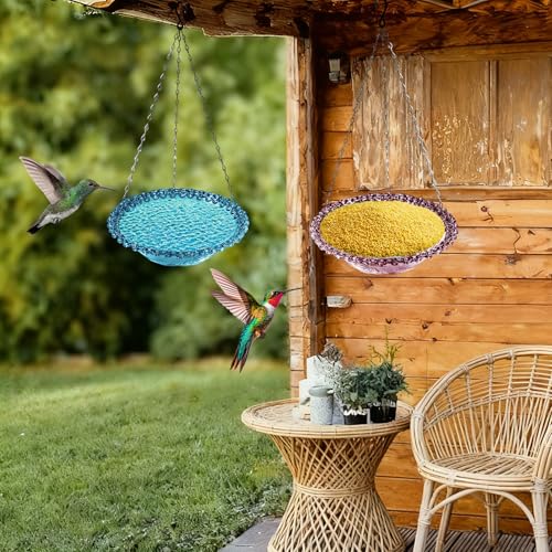 4 Pack Hanging Bird Bath Feeder Tray 15.7 Inch Metal Chain Weather Resistant Outdoor Bird Bowl for Garden Backyard Wild Birds (4Pack) - color: 4Pack