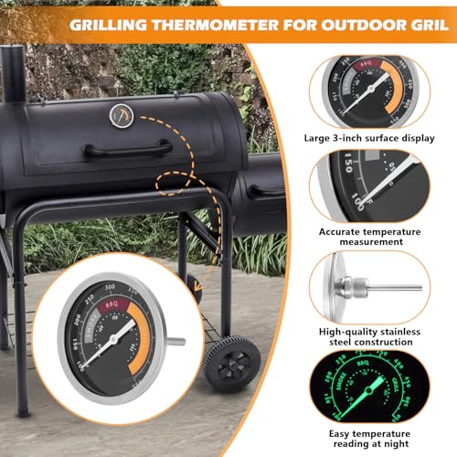 3695528R06 Grill Thermometer Fit for Oklahoma Joe's Smoker | 2 Pack Temperature Gauge BBQ Thermometer Gauge for Smoker Oven and Charcoal Gas Grills, 13/16-inch Accessories - size: 1 Pack