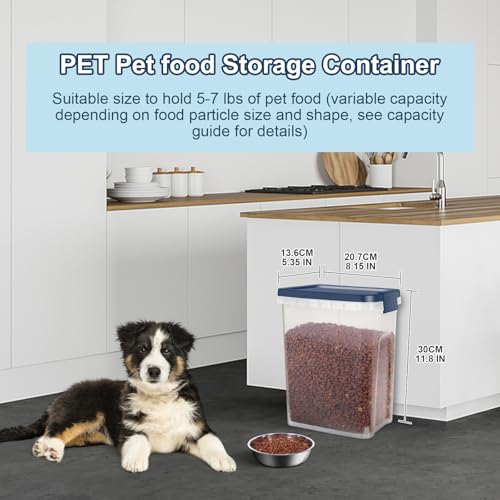 5-7Lbs Dog Cat Storage Container with Airtight Lids, With Locking Lids Plastic Bin PBA-Free for Pet food, Rice, Rice, Oatmeal, Bird Seeds, Flour, Dried Fruits, Easy to Carry and Clean-Cool Blue - color: Cool Blue (5L-1Pack)