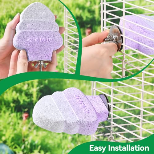 2 Pack Bird Beak Grinding Stone, Parrot Perch for Cage Volcanic Rock Mineral Bird Perch, Parrot Cage Accessories for Parakeets Budgies Cockatiels, Lovebirds Small to Medium Birds - color: Green+Purple