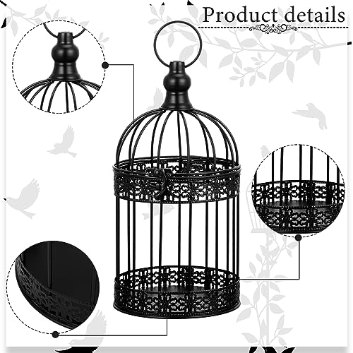 Sliner Decorative Vintage Bird Cage Lanterns Metal Centerpiece,Black | Halloween Centerpieces, Decorative Hanging Lanterns, Openwork Metal for Home Porch, Tabletop and Suspended - color: Black