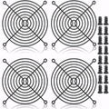 Easycargo 4pcs 120mm Fan Grill Guard Black with Screws