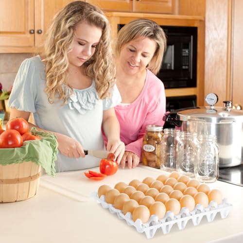 12 Pack Plastic Egg Tray Egg Crates, Stackable Egg Cartons Flats Each Holds 30 Eggs, Bulk Egg Trays for Home Chicken Farmers to Packing, Storage, Shipping Eggs - White