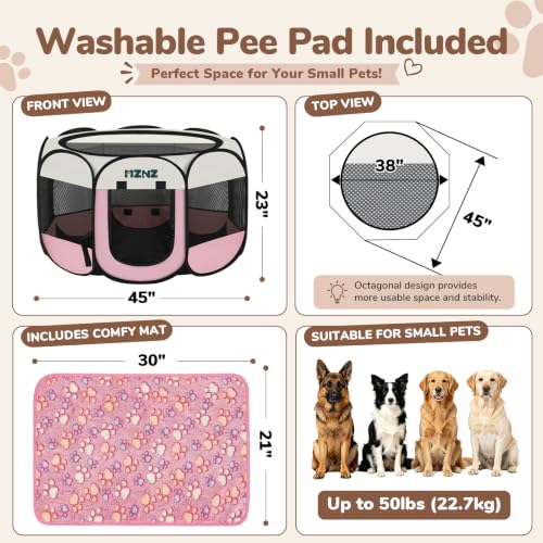 Dog Cat Small Animal Puppy Playpen Crate with 2 Blankets, Large, Pink - color: Blanket Pink, size: Large (38"L x 38"W x 23"H)