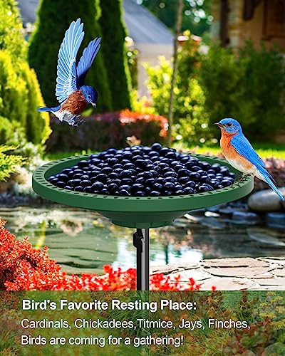 Bird Baths for Outdoors Heavy Duty, 38.5 Inch Detachable Birdbaths for The Garden Clearance, Bird Bath Bowl Spa & Birdfeeder with Metal Stake Stand for Outdoors Garden, Circle Style (Green) - color: Green