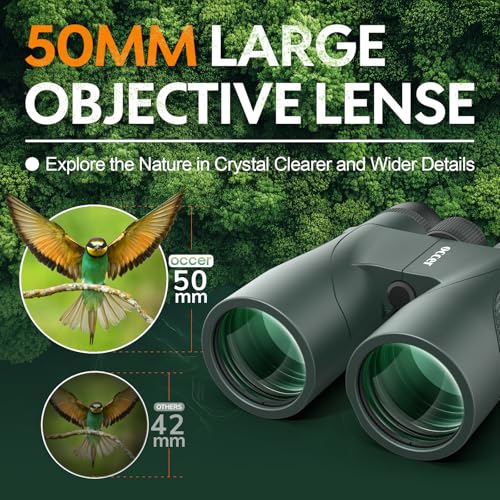 Occer 12x50 Binoculars for Adults High Powered for Bird Watching Green | Easy Focus, Large 50mm Objective Lens, Low Light Vision, Clear Image for Cruise Ship Travel Hunting Stargazing, Gift for Men - color: Green
