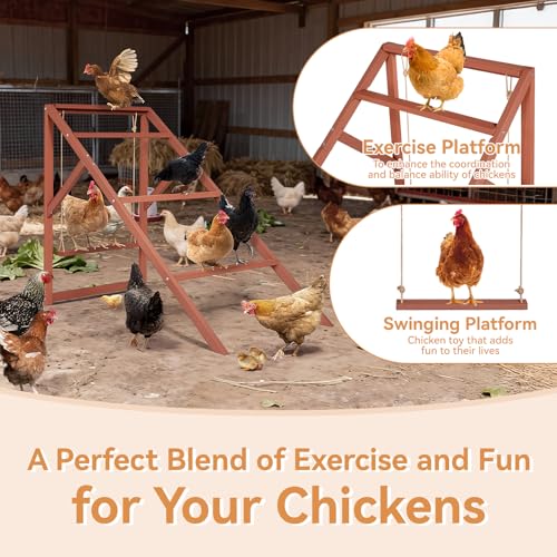 PETSFIT Wooden Chicken Roosting Bars for 8-10 Chickens, Easy Assembly | Multi-Level Design with 4 Perchs and Swings, Durable Fir Wood for Outdoor Coops,Ideal for Backyard Farms,Easy to Clean - size: 51"L x 26.6"W x 38"H