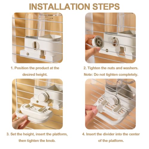 2-in-1 Quail Feeder and Waterer for Cage, Gravity Auto Waterer and Feeder | No-Waste Bird Feeder, No-Spill Quail Waterer, Hanging or Standing, Dry/Wet Separation, for Chick/Duck/Hamster