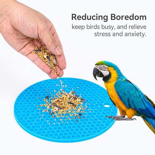 2 Pcs Bird Foraging Toys, Bird Slow Feeder Mats | Silicone Slow Feeder Puzzle for Parakeets Cockatiels Conures, Bird Foraging Mat, Bird Toys for Parakeets