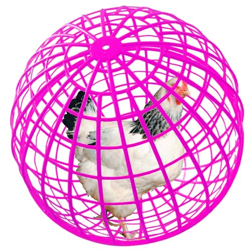 19.6" Movable Ball-Shaped Animals & Poultry Cages,Pet Safe Walking Net, Farm Courtyard Outdoor Accessible Rolling Rabbit Duck Hutch Chicken Coop,Preventing Dog Bites Trampled by Horse - color: Rose Pink