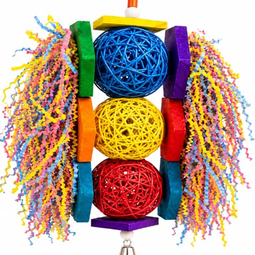 Bonka Bird Toys 1854 Tri Foraging Star 13" x 8" Natural Vine Ball Chew and Shred Toy for Medium to Large Birds Like Conures African Greys Amazons and Similar - size: Tri