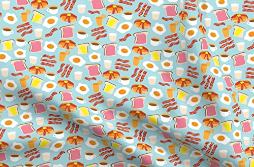Spoonflower Fabric Breakfast Fun Scale Cute on Petal Signature Cotton | Fat Quarter | Egg Food Eggs Milk Pancakes | Use for Sewing Quilting Apparel Home Decor - size: Fat Quarter