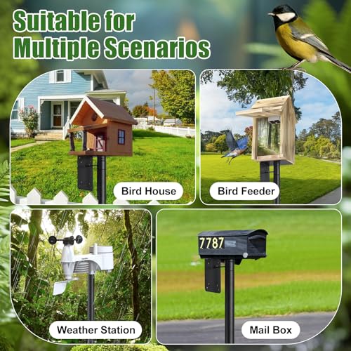 Bird Feeder Poles for Outdoors, Heavy Duty 60 Inch Birdhouse Stand Stake 1.2 Inch Diameter Metal Bird Mounting Pole for Yard Garden - size: 60"
