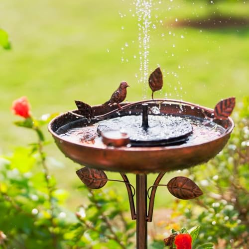 VEWOGARDEN Retro Bird Bath for Outside Garden 12" Birdbath with Metal Stakes, Bird Bath and Feeder for Yard Patio Decor - color: Vintage Bronze