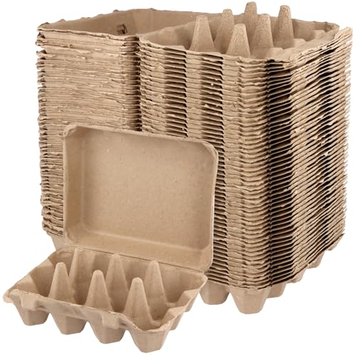 HOIGON 50 PCS 12 Cell Empty Paper Egg Cartons, Sturdy Pulp Fiber Egg Container Holder With Lids, Recycled Cardboard Egg Cartons