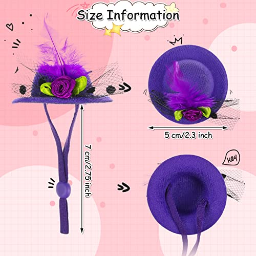 Weewooday 6 Pieces Chicken Hats for Hen Mini Chicken Helmet Accessories Feather Top Funny Small Hat Funny with Adjustable Elastic Chin Strap for Animal Costume (Fresh Color, Classic Style)
