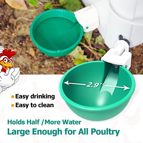 Large Chicken Waterer Cups, Heavy Duty Auto Poultry Water Cups -2Pack Green - color: Green, size: Pack of 2