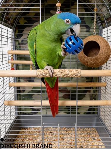 10-Pack Bird Toys for Parrots – Natural Rattan and Plastic Bell Balls | Safe, Fun Cage Decor, Foot Exercise, 1.5'' - 5.5'' - size: 1.5'' - 5.5''