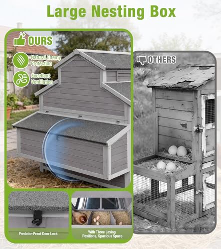 GUTINNEEN Extra Large Walk-in Chicken Coop with Run Waterproof UV Resistant Chicken House with Large Nesting Box 113.5" L Gray Outdoor Backyard Hen House - size: 113.5"L