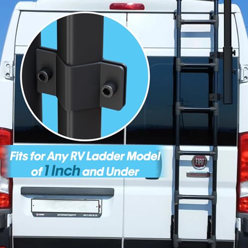 RV Ladder Flag Pole Mount, Heavy Duty Steel Holder for 1.94 in Poles | RV Flag Pole Holder, Durable Rustproof Flag Stand, fits Ladder Rails and Poles, for Camper Travel Trailers Dock Fence - size: Mount