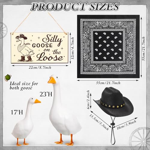 Cowboy Porch Goose Outfit Decoration Set,Black - color: Black