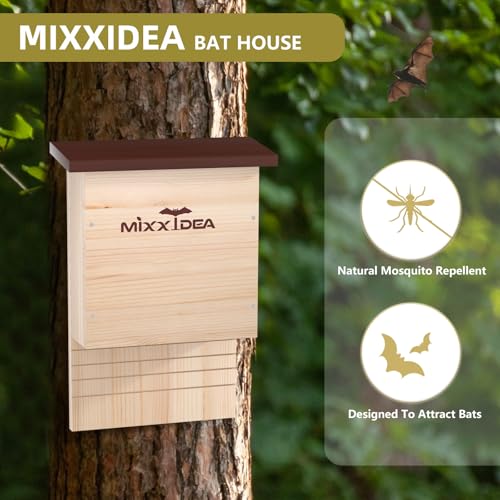 Bat House Bat Box Double Chamber Outdoor House Nursery Bat Shelter Habitat Big bat Box Handcrafted from Cedar Wood - Easy for Bats to Land and Roost - Weather Resistant & Ready to Install - color: Wood