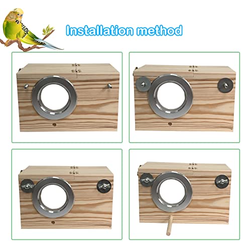 Transparent Parakeet Nesting Box,Wooden Parrot Nest Breeding Box with Perch Natural Bird House for Cage Suitable for Lovebirds Cockatiels Canaries - size: Small