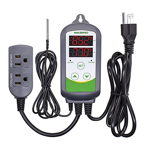 Inkbird ITC-308 Digital Temperature Controller 2-Stage Outlet Thermostat Heating and Cooling Mode Carboy Homebrew Fermenter Greenhouse Terrarium 110V 10A 1100W - size: Non-WiFi ITC-308