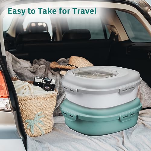 Rice Storage Bin Cereal Containers, 13-50lb Collapsible Rice Container Dispenser with Transparent Lid, Rolling Wheels, Measuring Cup and Scoop, Airtight Dog Cat Pet Food Storage Container Green - color: Green