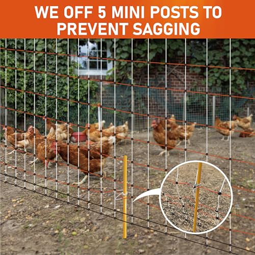2 Rolls Poultry Electric Netting Fence - 47.3''H (can be Manually Raised to 59.1''H) x (98.5'L+65.6'L) for Flying Chicken, Sheep, Goats in Farms, Ranches and Gardens, PK2 - style: (47.3 to 59.1)" x (98.5'+65.6') - PK2