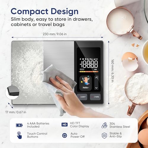 Smart Food Scale with Nutritional Calculator, Free APP with 24 Nutrients | Supports Tracking Calories, Macro - Stainless Steel Digital Food Scale for Meal Prep Weight Loss, Grams/Ounces, 11lb Capacity