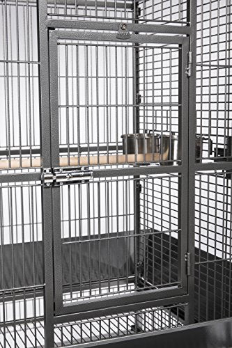 Prevue Pet Products Dometop Bird Cage - Large, Black Hammertone | for Parrots, Conures, Caiques, Small Cockatoos, Big Bird Cage with Wheels, Indoor or Outdoor