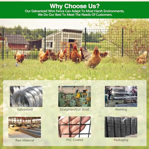 GILPWA Wire Fence, 24 in(H) X 25 ft(L) PVC Coated Welded Wire Fencing 2" X 2" 16GA Garden Border Vinyl Metal Chicken Wire Fencing Mesh Roll for Yard Vegetable Plant Protection Poultry Netting Black - size: 24in*25ft