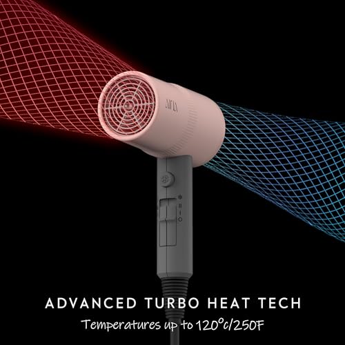 AINA Diffuser Hair Dryer Full-Featured Blow Dryer 110V/1600W(Misty Blush) | 3 Heat/2 Speed;Cold shut button;Lightweight;Compact Size;High Temp;Low Airflow;Same Results;Less Expense - color: Misty Blush, size: 3 Piece
