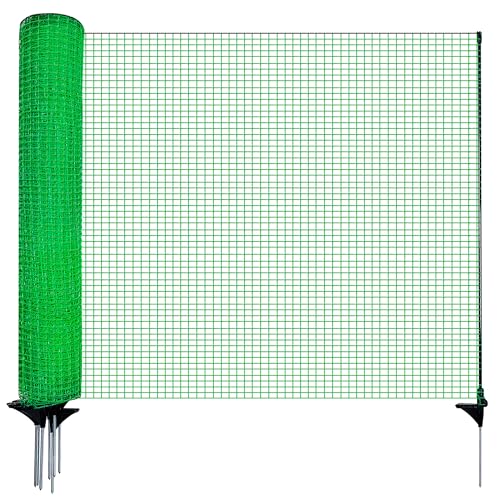 HIDALIFE Temporary Fence with Posts,3‘x50‘ Safety Barrier for Dog Snow Plastic Mesh Fencing with Fiberglass Stake Windbreak Rope,Movable Fencing Roll for Garden Backyard Outdoor Animal Protect - size: 3'x50'