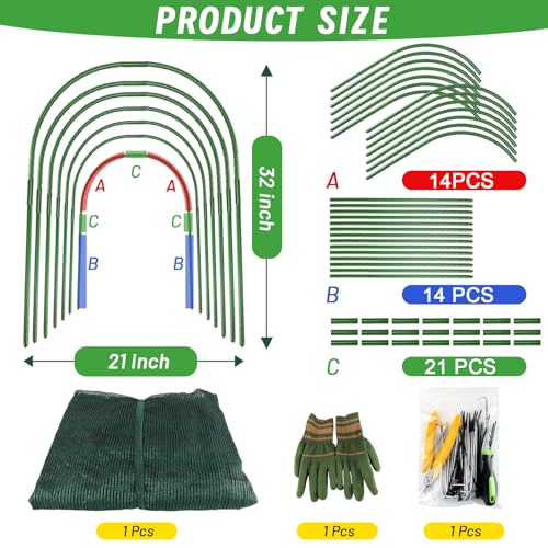 Chicken Runs for Yard,79" & 157" Extra Long Foldable Chicken Tunnels for Outside,All-in-One Kit with Sun Protection Net, Removable Door, Frame & Tools (Green, 236 * 21 * 32 inches) - size: 236*21*32 inches