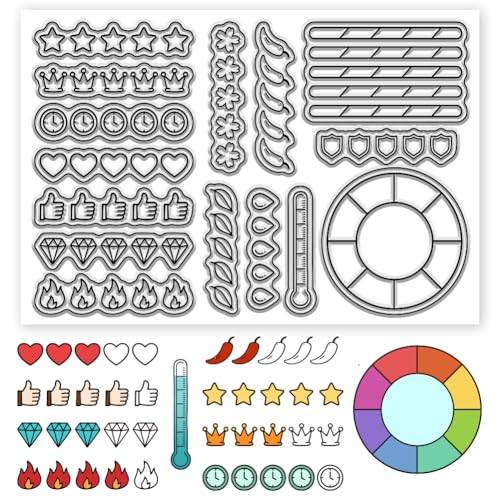 CHGCRAFT Star Rating Clear Stamps Scoring Table Transparent Stamps Rating Icon Silicone Clear Stamp Seals for DIY Scrapbooking Photo Album Decoration, 4.3×6.3 inch - style: Star Rating