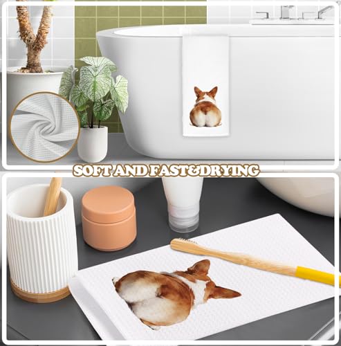 Funny Corgi Butt Kitchen Towel Dish Towels Dish Cloth,Funny Corgi Hand Towels Tea Towel for Bathroom Kitchen Decor,Dog Lovers Women Girls Gifts 16x24 Inch - color: Funny-corgi Butt