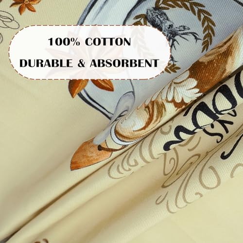 Coffee Tea Towels, 100% Cotton Kitchen Towels, Vintage, Set of 4 | 18.9 x 27.5 in / 48 x 70 cm, Lightweight Woven Dish Cloth with Coffee Print for Coffee Lovers, Hostess Gift - color: Coffee