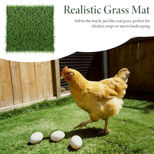 12 Pack Chicken Nesting Pads for Chicken Coop, 12”x12” Nesting Box Pads Washable Reusable Artificial Grass Carpet Synthetic Turf Mat for Hen Laying Eggs, Garden Lawn