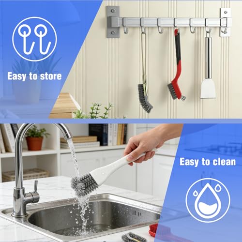 6PCS Bird Cage Cleaning Brush Kit Stainless Bird Cage Cleaner Tools Set Accessories for Small Medium,Large,Tall,Stainless Steel,Parakeet,Budgie,African Grey Parrot,Cockatoo Birds Cages Accessories