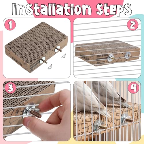 7.3 Inch Paper Bird Platform, Parakeet Toys Bird Toys Parrot Perch Birds Cage Stand Chewing Toy Parrot Cage Playground for Macaws, Conures, Budgies, Cockatiel, Lovebird, Small Birds