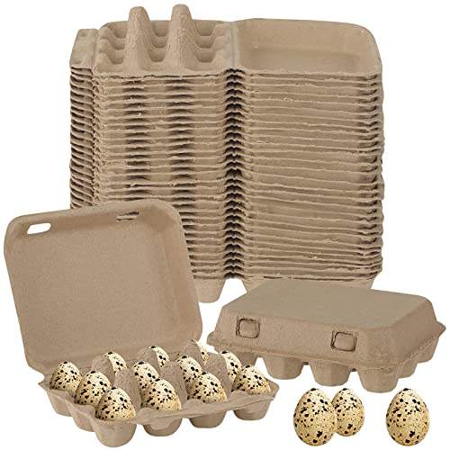 60 Pcs Quail Egg Cartons Paper Pulp Basket A Dozen Paper Crates Blank Cardboard Quail Egg Holder Container Reusable Storage Tray for Home Kitchen Refrigerator Farmhouse(3 x 4 Square,Gray)