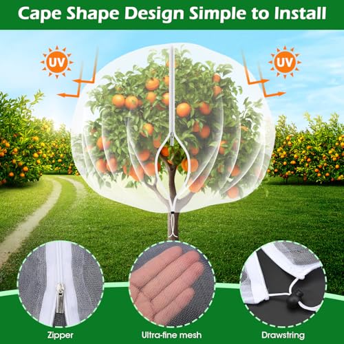 4'x6' Fruit Tree Netting Cover with Zipper and Drawstring | Ultra-Fine Mesh Garden Plant Insect Pest Net Barrier to Prevent Squirrel Bird Deer Cicadas Bag for Blueberry Tomato-1Pcs - size: 4ftx6ft