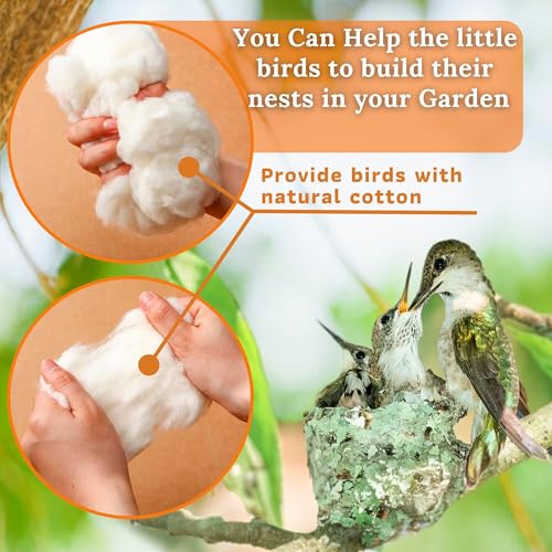 Natural Cotton Nesting Material 3.6oz, Nest Bedding Supplies for Wild Birds | Hummingbirds, Finches, Canaries & Parakeets, Bedding Fiber for Hamsters, Rabbits, Squirrel & Small Pets, Cages and Nest Boxes - color: White