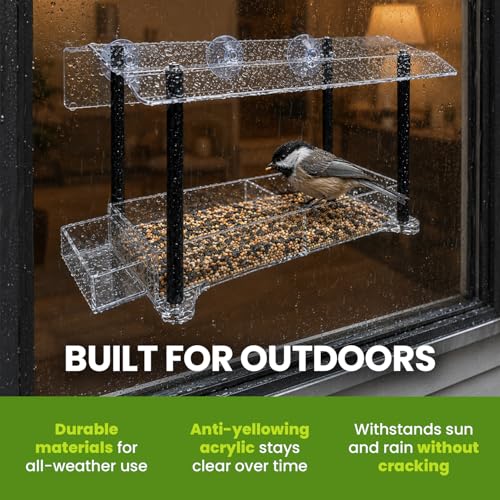 Window Bird Feeder with Strong Suction Cups, Clear Acrylic Window Mounted Bird Feeder, Weather-Resistant, Durable, Squirrel-Resistant, Column Style - size: Column