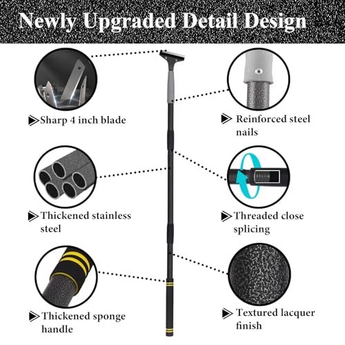 Floor Scraper Long Handle, Heavy duty floor scraper tool 16-47" made of stainless steel stronger with 5PCS extra 4Inch razor blade scraper tool is oil stains rust removal wallpaper cleaning tools. - size: 47 inch