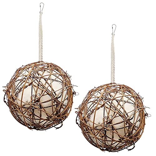 GUTE Globe Hummingbird Nesters 2Pcs Natural Material Refillable Ball | Natural Nesting Material,Refillable Design,Weather-Resistant,Quick-Dry,Hanging Station,For Wrens/Finches,Indoor/Outdoor. - size: 2Pack